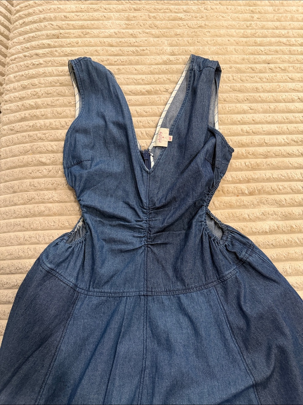 Plenty Sleeveless Cut-out Denim Sundress in Deep Blue